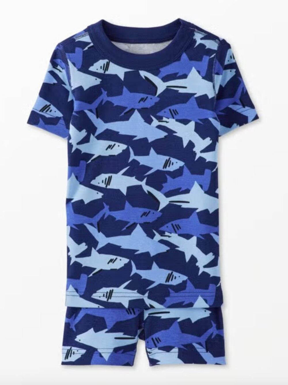 Hanna Andersson HannaJams Short John Pajama Set Swimming Sharks - Size 5 110
